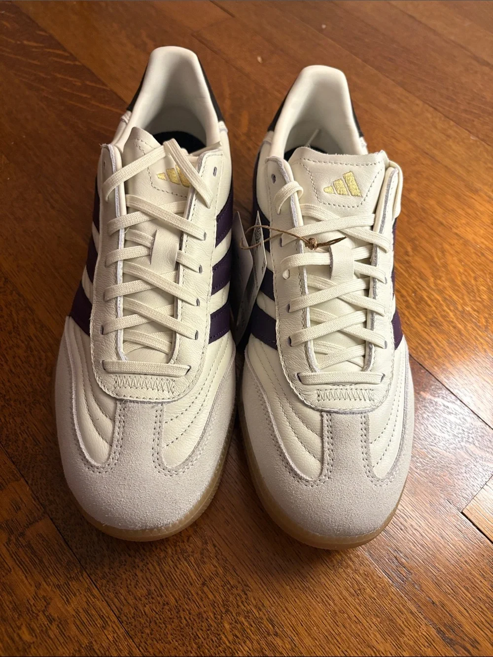 adidas Samba-Style Sneakers in Cream with Navy Stripes